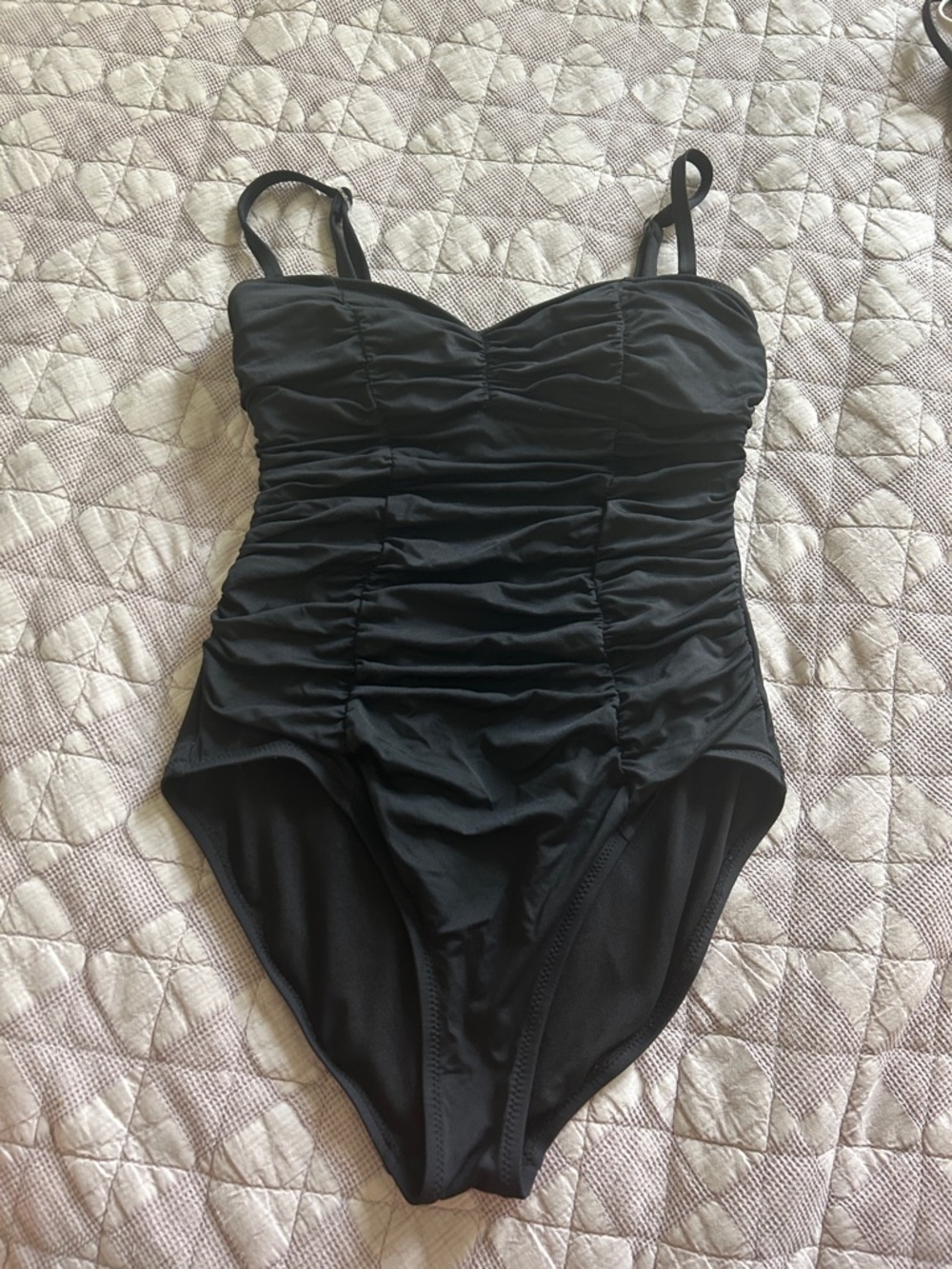 H&M Black Ruched One-Piece Swimsuit
